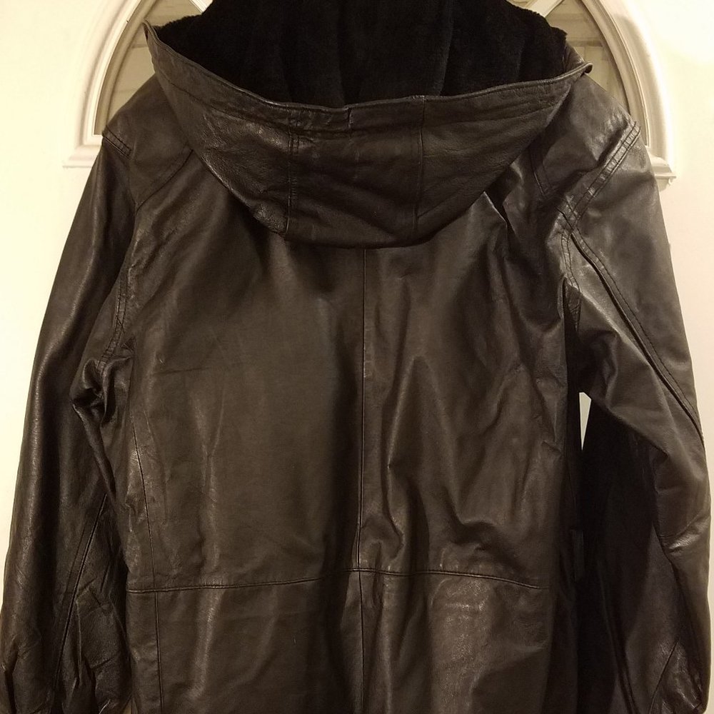 NEW Mens Autumn Trails Leather Jacket Hooded Motorcycle removable Lining Small B